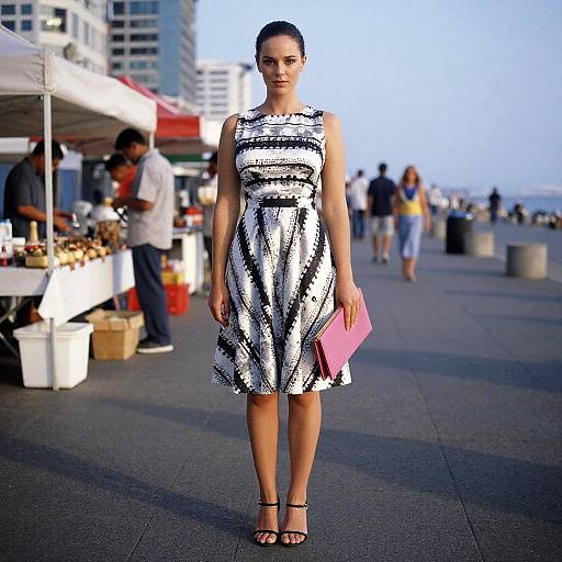 Urban Chic Woman on Seafront Promenade
