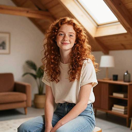Cozy Attic Portrait of Redhead Teen