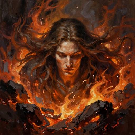 God-like Figure Rising from Ashes