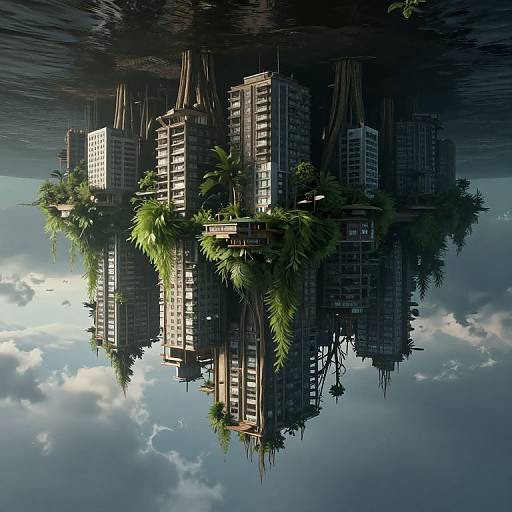 Inverted City with Seaweed Buildings