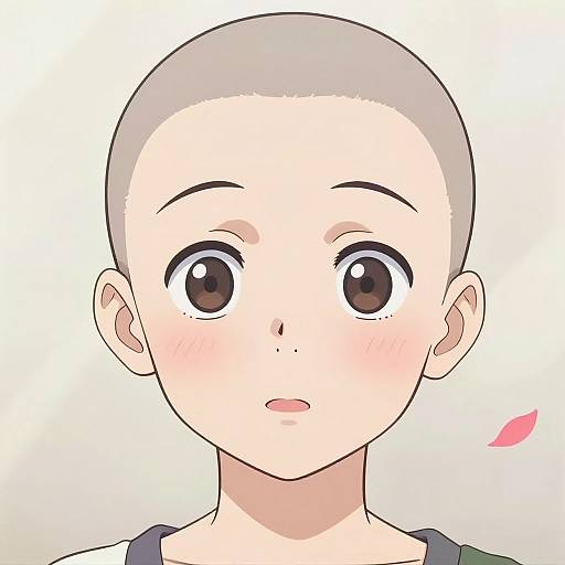 Pastel Anime Portrait with Buzz Cut