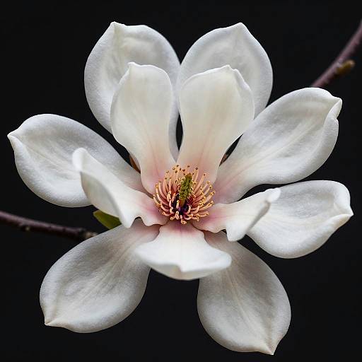 Hyperreal Magnolia Bloom on Black Background
