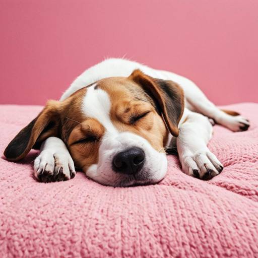 Sleeping Beagle Puppy on Pink Blanket