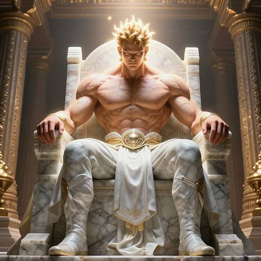 Gigachad on Marble Throne