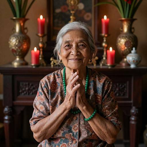 Graceful Elderly Woman in Traditional Setting