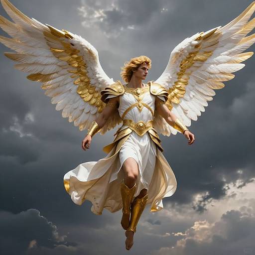 Majestic Male Angel in Golden Armor