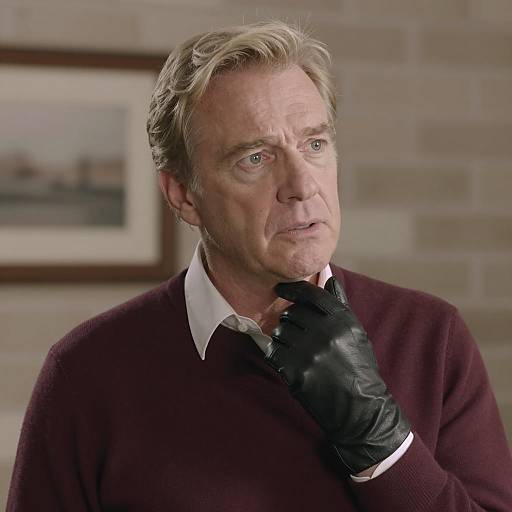 Concerned Man in Maroon Sweater