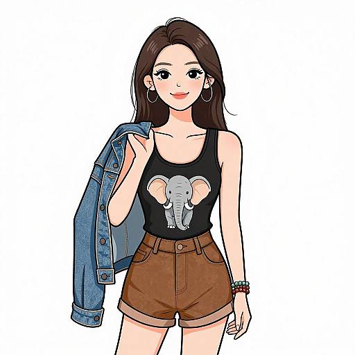 Smiling Woman in Casual Chic Outfit