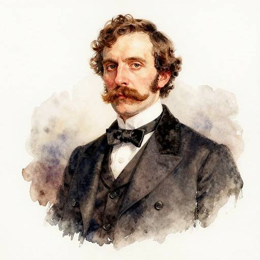 Victorian Gentleman Watercolor Portrait