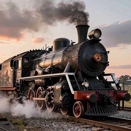 Vintage Steam Locomotive at Sunset