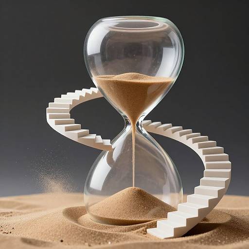 Surreal Staircase Around Hourglass