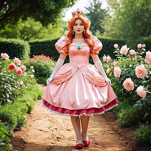 Photorealistic Princess Peach Cosplay Scene