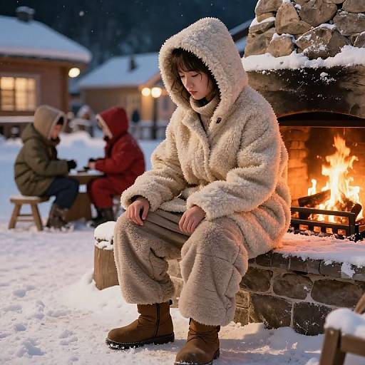 Cozy Winter Village Fashion Scene