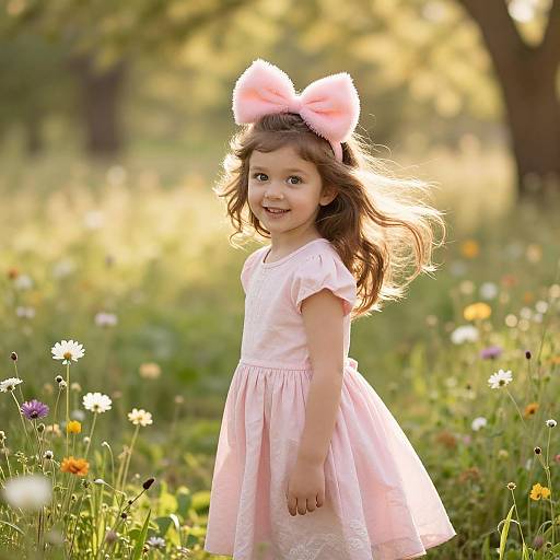 Innocent Girl in Sunny Meadow