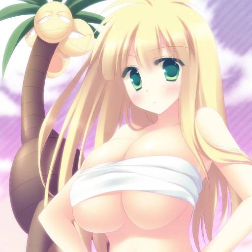 Illustration of Alolan exeggutor, pokemon in the style of Motomiya mitsuki