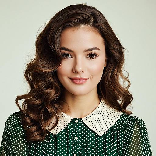 Young Woman in Retro Polka Dot Dress