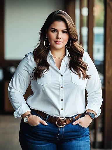 Confident Plus Size Woman in Designer Clothing