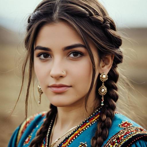 Realistic Portrait of Kurdish Girl in Costume