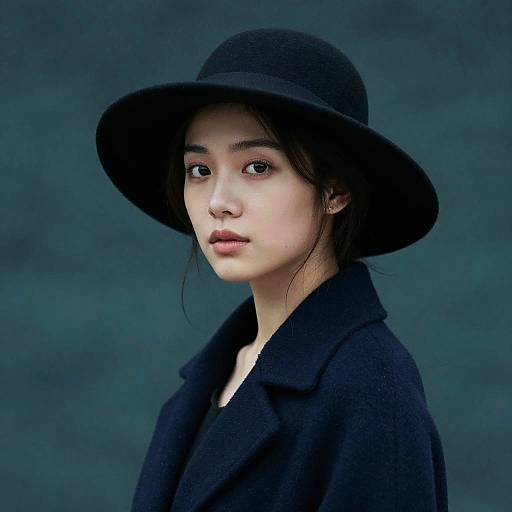 Cinematic Portrait: Woman with Wide-Brim Hat
