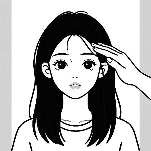 Minimalist Line Art of Concerned Woman