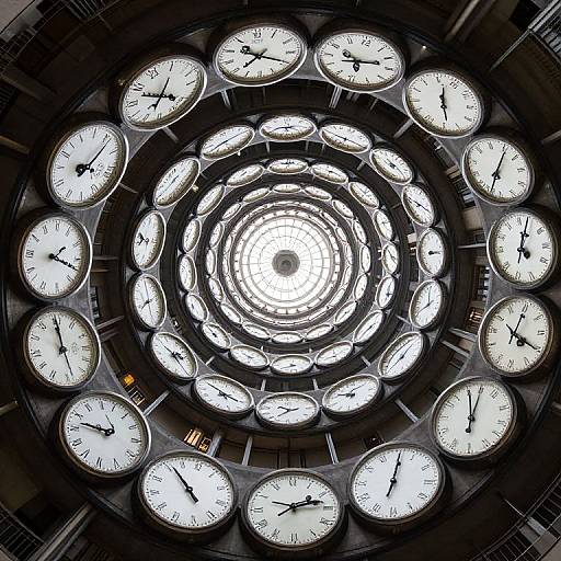 Spiraling Tower of Interlocking Clocks