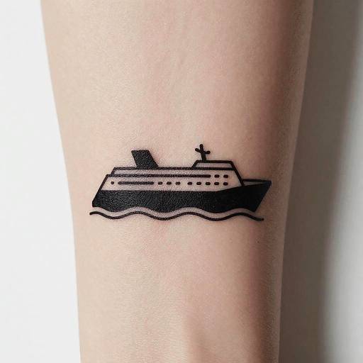 Minimalist Cruise Ship Tattoo Design