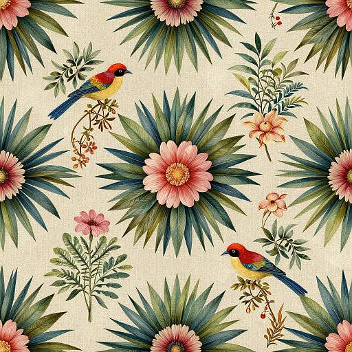 Intricate Baroque Floral and Bird Design