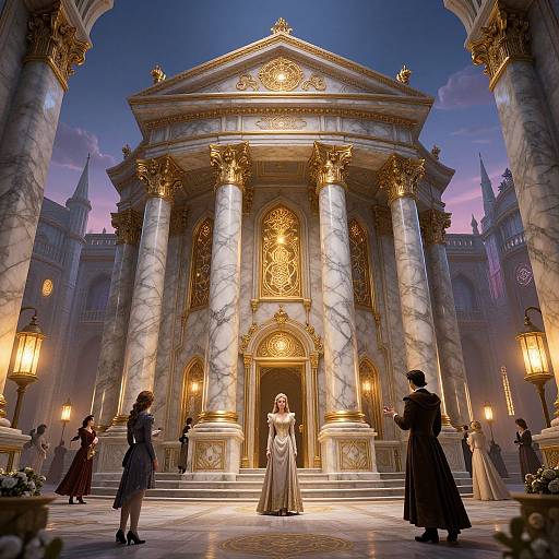 Grand Fantasy Bank Under Twilight Sky