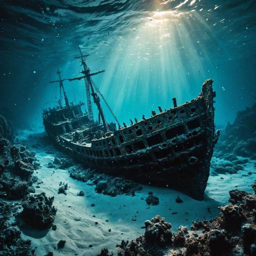 Ancient Shipwreck in Deep Sea Trench Ancient Shipwreck in Deep Sea Trench