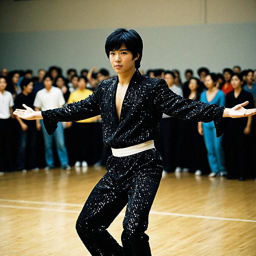 Man in Black Sequined Dance Costume