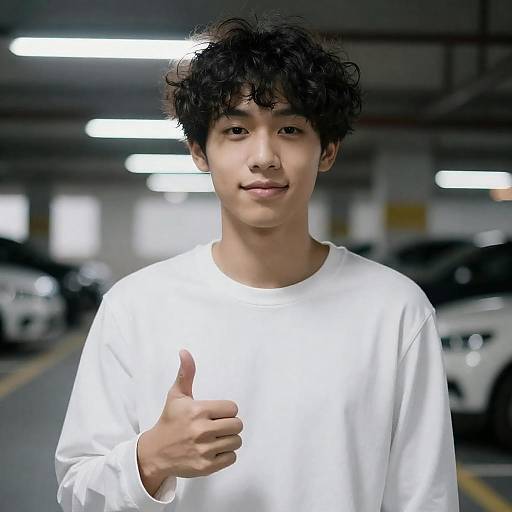 Young Asian Man Giving Thumbs-Up Smile