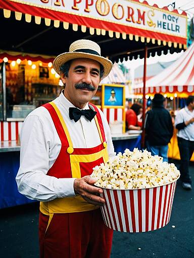 Carnival Popcorn Vendor in Costume