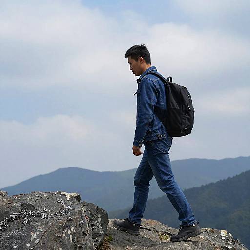 Young Hiker in Mountain Scenery