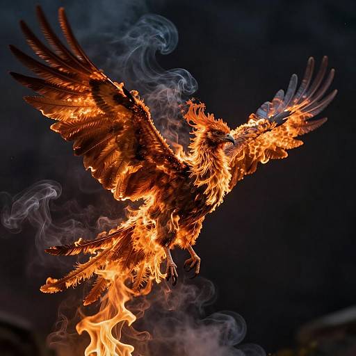 Fiery Phoenix Mid-Flight Photography