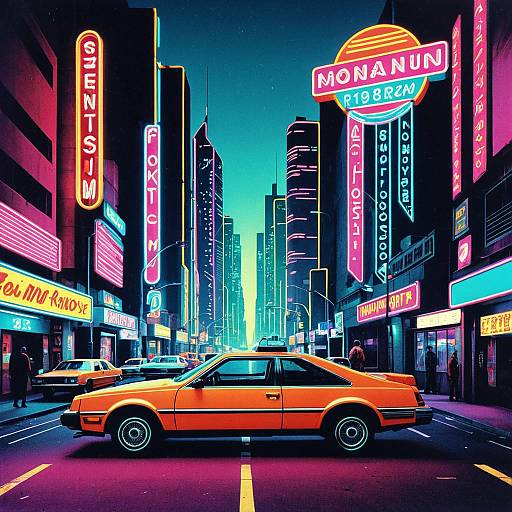 Retro-Futuristic Neon Music Album Cover