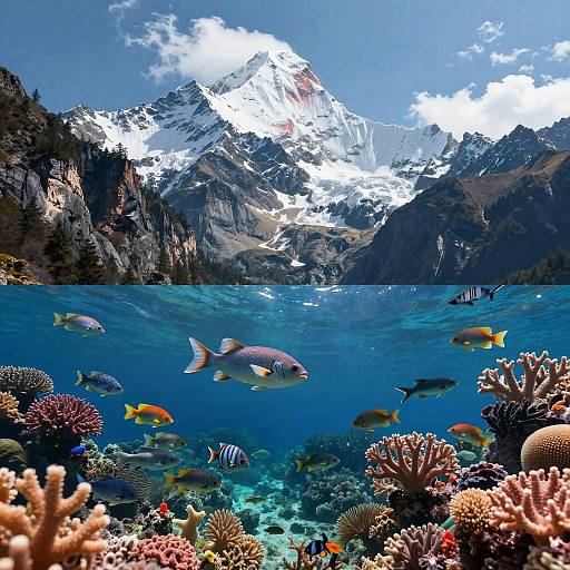 Majestic Mountain Meets Vibrant Coral Reef