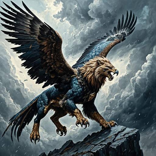 Majestic Griffon in Stormy Sky