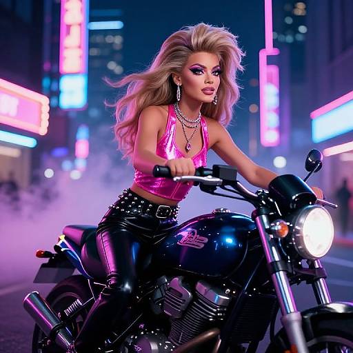 Glam Rock Barbie in Neon City