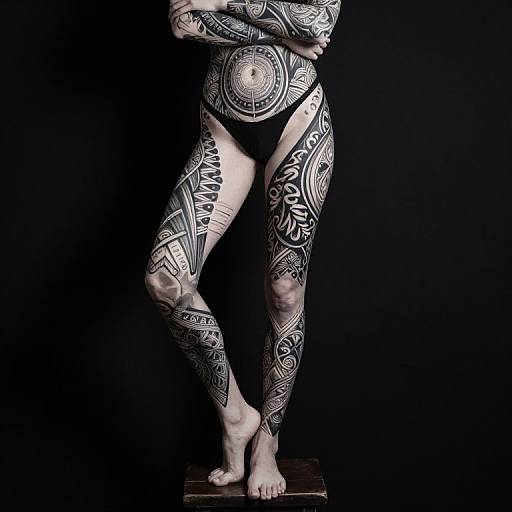 High-Contrast Black and White Tattoo Portrait