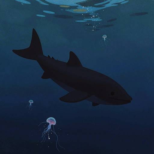 Kelpie Silhouette in Shimmering Ocean