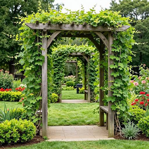 Wooden Arbor with Lush Vertical Garden