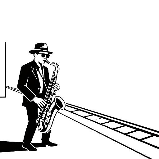 Minimalist Jazz Saxophonist Line Art