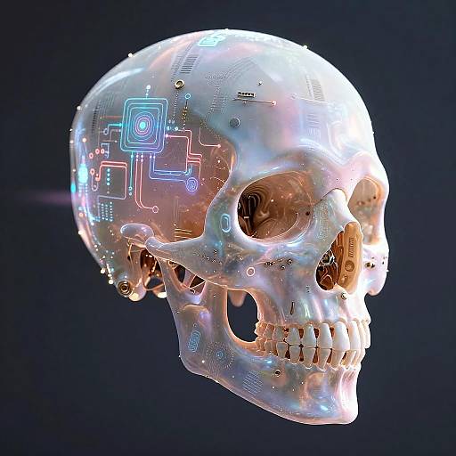 Translucent Skull with AI Digital Patterns
