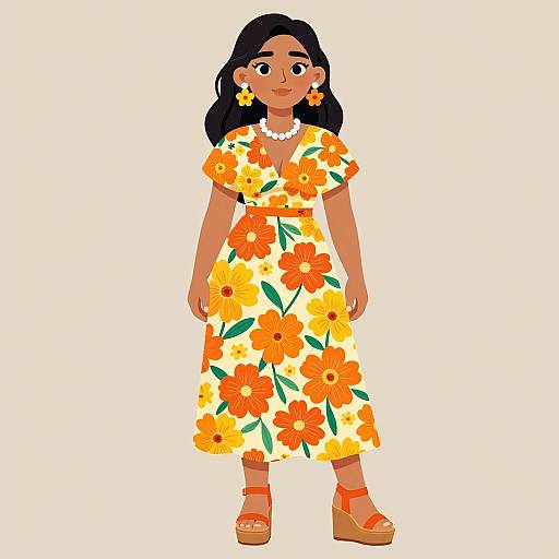 Confident Hispanic Woman Cartoon Illustration