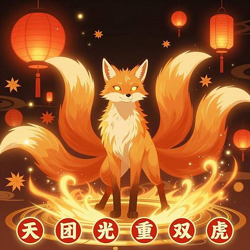 Vibrant Fox-Like Creature in Dynamic Scene