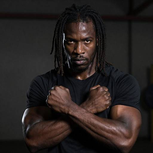 Muscular Black Man in Industrial Portrait