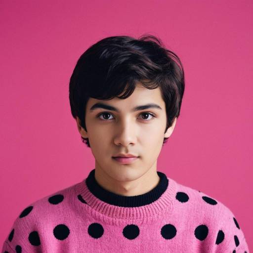 Young man in pink polka dot sweater