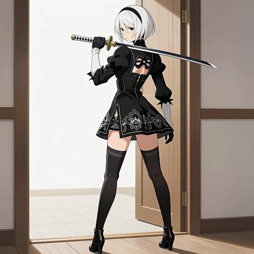 Gothic Anime Warrior with Katana