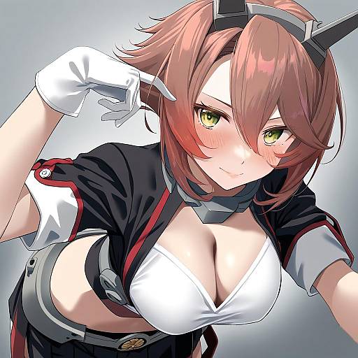 Illustration of Mutsu kai ni (kancolle), kantai collection in the style of Kawai ritsu (rits meg)