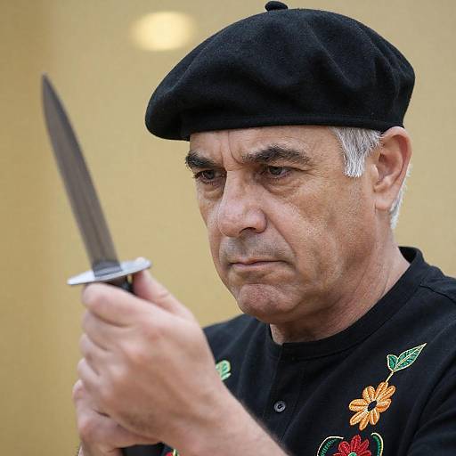 Intense Portrait of a Man with Dagger
